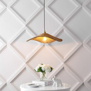 Miko 24.5" Modern Coastal Organic Curve Rattan LED Pendant